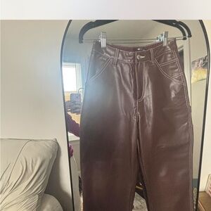 Women's Brown Leather Jeans